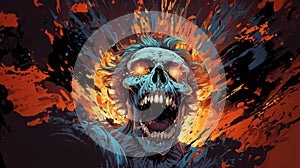 Mad crazy rotting undead zombie male filled with unstoppable explosive rage - generative AI