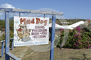 Mad Dog Restaurant sign, Virgin Gorda, BVI