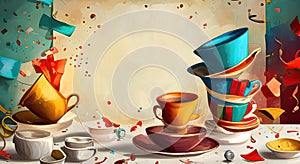 Mad hatter teaparty with copy space digital art generative ai illustration photo