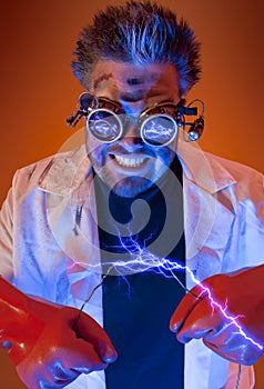 Mad Scientist with Electricity photo