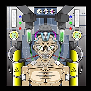 Mad Scientist experiment vector illustration