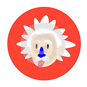 A mad scientist, a genius. Vector flat character for design projects. Image is isolated on white background. Icon of the character