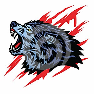 Mad Wolf Logo Template Vector Mascot Design