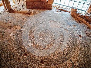 Madaba Archaeological Park - well preserved ancient mosaic heritage site and patterns.