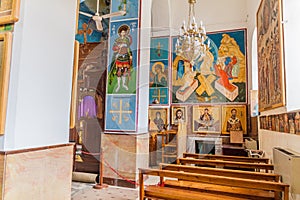 MADABA, JORDAN - MARCH 21, 2017: Interior of the Saint George church in Madaba, Jord