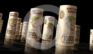 Madagascar Ariary money banknotes pack 3d illustration