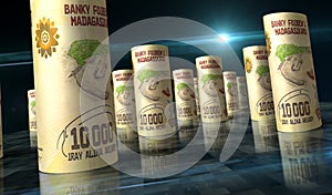 Madagascar Ariary money banknotes pack 3d illustration