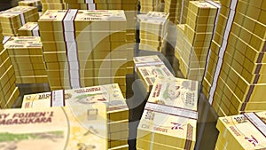 Madagascar Ariary money banknotes pack 3d illustration