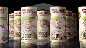 Madagascar Ariary money banknotes rolls seamless loop