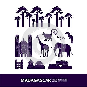 Libya Madagascar Blue travel destination vector illustration photo