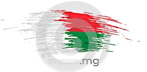 Madagascar flag. Brush strokes, grunge. Stripes colors of the madagascar flag on a white background. Vector design national poster