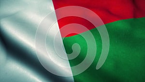 Madagascar flag waving in the wind. National flag of Madagascar. Sign of Madagascar. 3d rendering