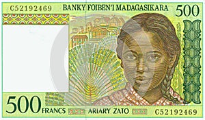 Madagascar franc banknote