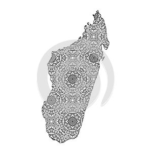 Madagascar map with mandala Design