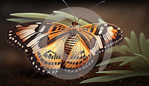 Madagascar sunset moth (Chrysiridia rhipheus), butterfly close-up with blurred background. AI generated