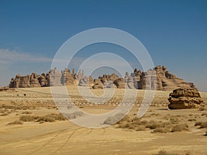 Madain Saleh, archaeological site with Nabatean tombs in Saudi Arabia KSA