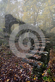 Madame Sherri Castle Ruins in Autumn fog