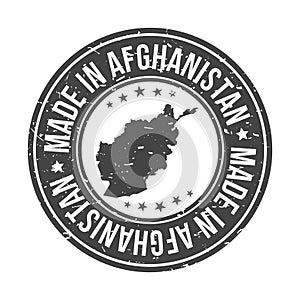 Made in Afghanistan Map. Quality Original Stamp Design Vector Art Seal Badge.