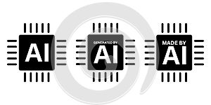 Made by AI processor icon set.