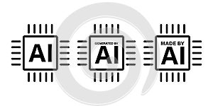 Made by AI processor icon set.