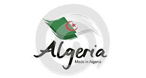 Made in Algeria handwritten flag ribbon typography lettering logo label banner
