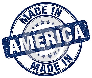 Made in America blue grunge stamp