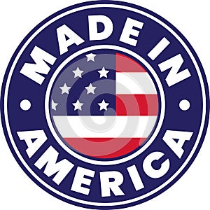 Made In America Icon - Logo for American Made Products - U.S.A. Manufacturing - Circular Sticker Design