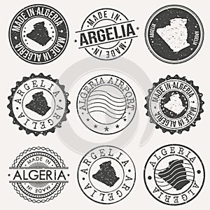 Made in Argelia Quality Original Stamp Design Vector Art Tourism Souvenir Round Badge Vector. photo