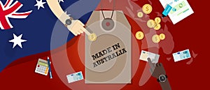 Made in Australia price tag illustration badge export patriotic business transaction