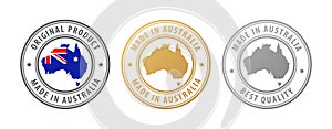 Made in Australia - set of stamps with map and flag. Best quality. Original product.