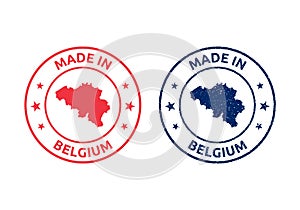 made in Belgium icon set, Belgian product stamp