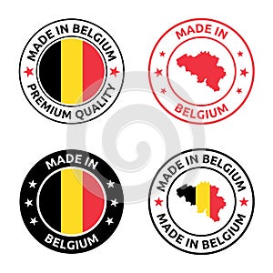 made in Belgium stamp set, Belgian product label