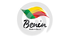 Made in Benin handwritten flag ribbon typography lettering logo label banner