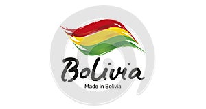 Made in Bolivia handwritten flag ribbon typography lettering logo label banner