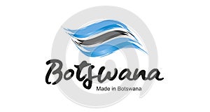 Made in Botswana handwritten flag ribbon typography lettering logo label banner