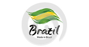 Made in Brazil handwritten flag ribbon typography lettering logo label banner