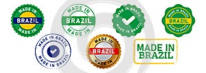 made in brazil rectangle circle stamp seal badge sign for logo country manufactured product photo