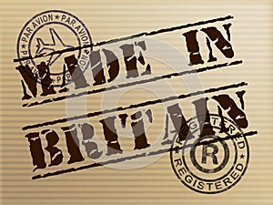 Made in Britain stamp shows British products produced or fabricated in the UK - 3d illustration photo