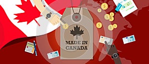 Made in Canada price tag illustration badge export patriotic business transaction