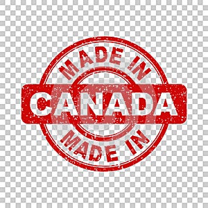 Made in Canada red stamp. Vector illustration on backgr