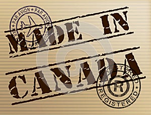 Made in Canada stamp shows Canadian products produced or fabricated - 3d illustration photo