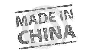 MADE IN CHINA - gray colored vector illustration of stamp banner