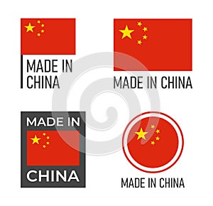 made in China icon set, Chinese product labels