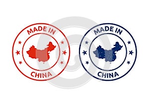 made in China icon set, Chinese product stamp