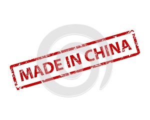 Made in China stamp vector texture. Rubber cliche imprint. Web or print design element for sign, sticker, label