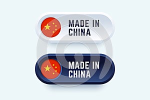 Made in China. Vector sign in two color styles.
