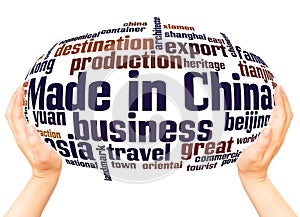Made in China word cloud hand sphere concept