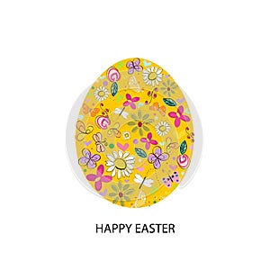 Made of colorful Easter yellow egg. Colorful Happy Easter greeting card photo