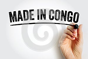 Made in Congo text with marker, concept background