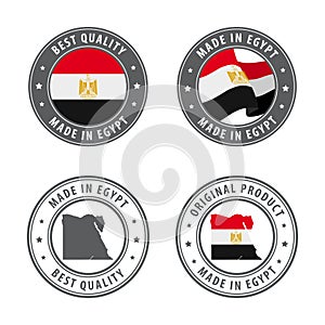 Made in Egypt - set of labels, stamps, badges, with the Egypt map and flag. Best quality. Original product.